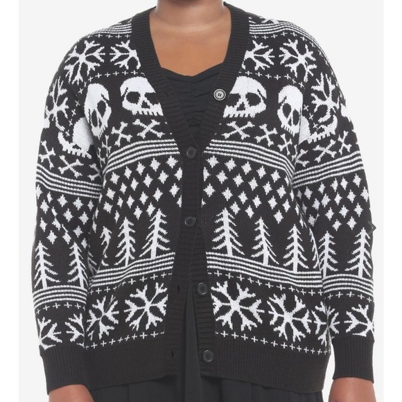 Hot topic Skulls & Bones Fair Isle Girls Oversized Cardigan Plus Size - Picture 1 of 5